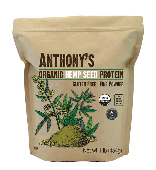 Anthonys Organic Hemp Seed Protein 1 lb Cold Pressed Gluten Free Non GMO Fine Powder