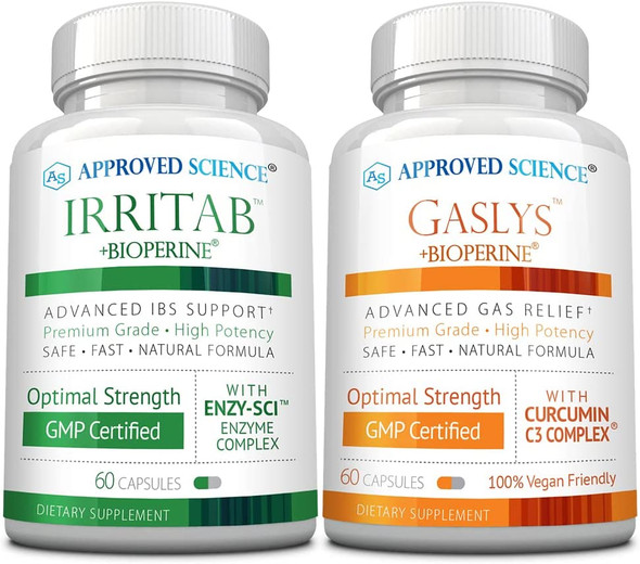 Approved Science Irritab and Gasylys  One Month Supply  Digestive Support Supplements
