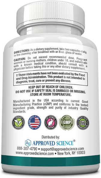 Approved Science Focusprin  Brain Support Supplement  Boost Focus Concentration Cognitive Function And Relaxation  Vegan  60 Capsules  Made In The Usa