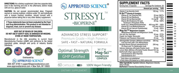 Approved ScienceStressyl  Calming Supplement  Support Nervous and Immune Systems  Boost Energy  Ease Irritability and Nervousness  6 Month Supply  Vegan  Made in The USA