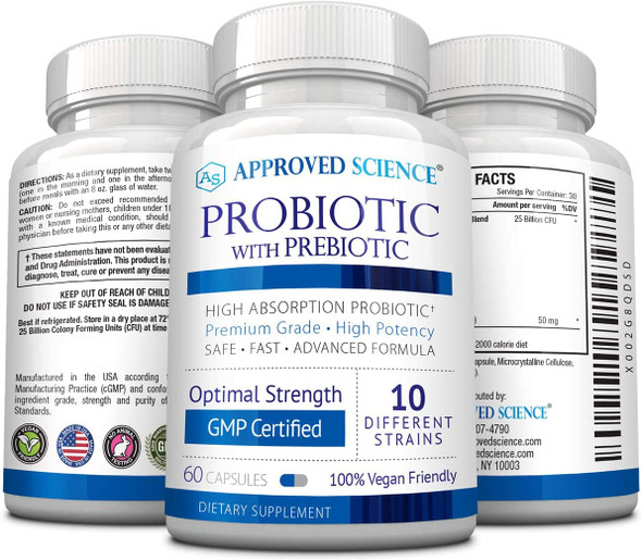 Approved ScienceProbiotics with Prebiotics  10Strand Vegan Probiotic  3 Bottles