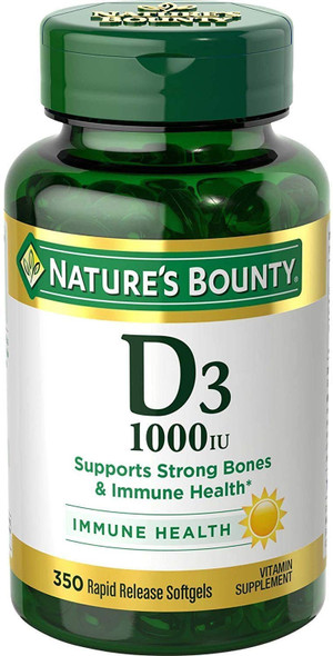 Nature's Bounty Bounty D-1000 IU Dietary Supplement Rapid Release Liquid Softgels 350 ea (Pack of 2)