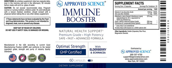 Approved ScienceImmune Booster  Extra Strength Support  Elderberry Extract Echinacea Vitamin D3 and C Zinc  All Natural  60 Capsules  1 Month Supply