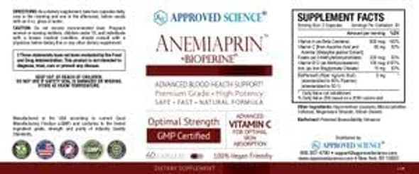 Approved Science Anemiaprin  Absorbable Iron Vitamin C  Supports Hemoglobin Blood Oxygen Levels Energy  Gentle On Stomach  360 Capsules  6 Month Supply  NonGMO Vegan