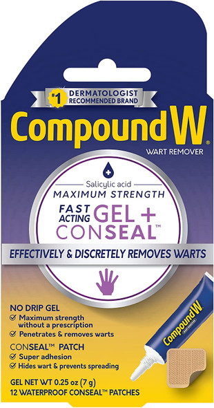 Compound W Maximum Strength Fast Acting Gel Wart Remover with 12 ConSeal Patches 0.25 oz