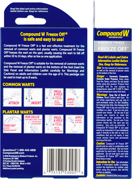 Compound W Freeze Off Remover 8 Applications White 1 Count