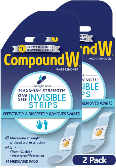 Compound W Maximum Strength One Step Invisible Wart Remover Strips 14 CT 2 Pack