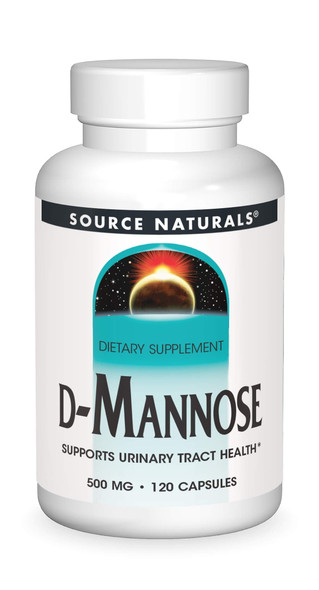 Source Naturals D-Mannose 500mg Potent Urinary Tract (UT) & Bladder Health Support - Fast-Acting, Cleansing, Detoxifying - Naturally Flush Impurities - 120 Capsules