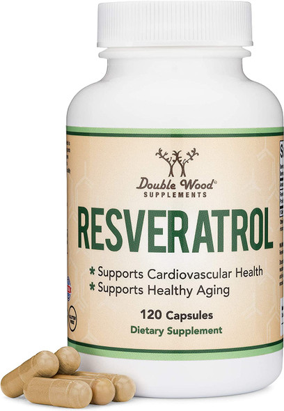 Resveratrol 500mg Per Serving 120 Capsules Natural Resveratrol Polygonum Root Extract Providing 50 TransResveratrol Healthy Aging Support by Double Wood Supplements