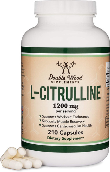 L Citrulline Capsules 1200mg Per Serving 210 Count LCitrulline Increases Levels of LArginine and Nitric Oxide Muscle Recovery Supplement  Improve Muscle Pump by Double Wood Supplements