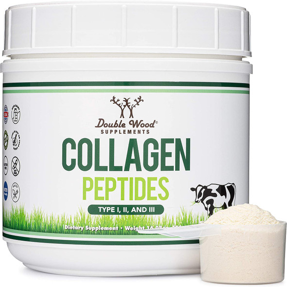Hydrolyzed Collagen Peptides Protein Powder  Keto  16.08oz  Multi Type 1 2 and 3 Grass Fed Bovine SourceColageno Hidrolizado for Women and Men Unflavored  No Clump with Scoop