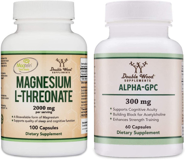 Magnesium LThreonate Magtein and Alpha GPC Bundle  Two Essential Nutrients Choline and Magnesium for Cognitive Function Support