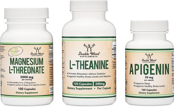 Magnesium Threonate Magtein Apigenin and LTheanine  Ultimate Sleep Bundle