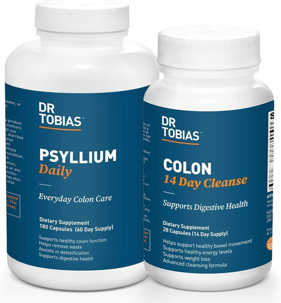 Dr. Tobias Colon Health Bundle with Colon 14 Day Cleanse  Psyllium Daily Supporting Healthy Bowel Movements