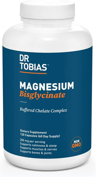 Dr. Tobias Magnesium Bisglycinate  Buffered Chelate Complex Supplement 200 mg 120 Capsules