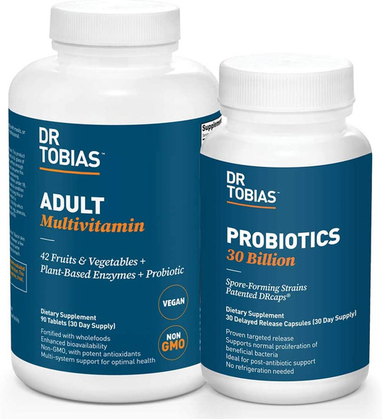 Dr. Tobias Adult Multivitamin  Probiotics 30 Billion Supporting Digestion  Overall Health