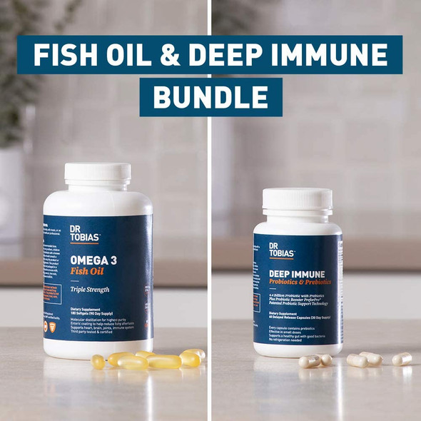 Dr. Tobias Omega 3 Fish Oil and Deep Immune Probiotic  Prebiotic Blend Promotes Digestion Immunity and Brain Health