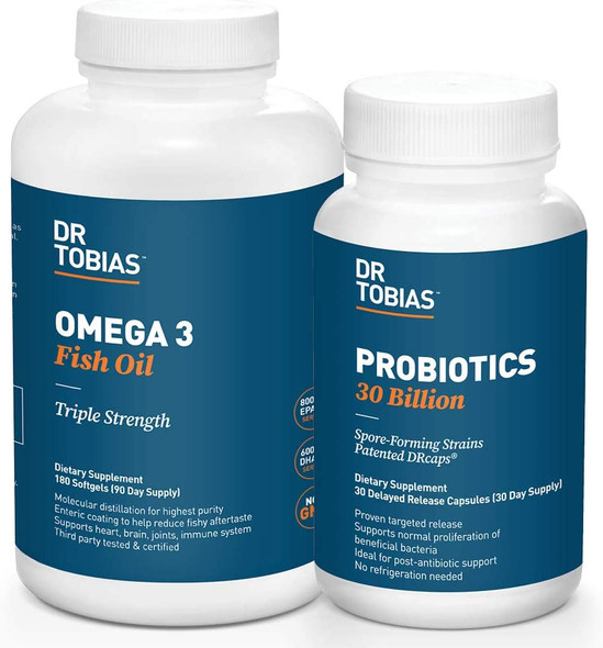 Dr. Tobias Probiotics 30 Billion  Omega 3 Fish Oil for Digestive Support  Overall Health