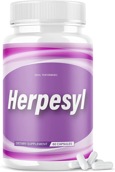 Herpesyl Pills Capsules Supplement Tablets Purple Bottle 60 Capsules