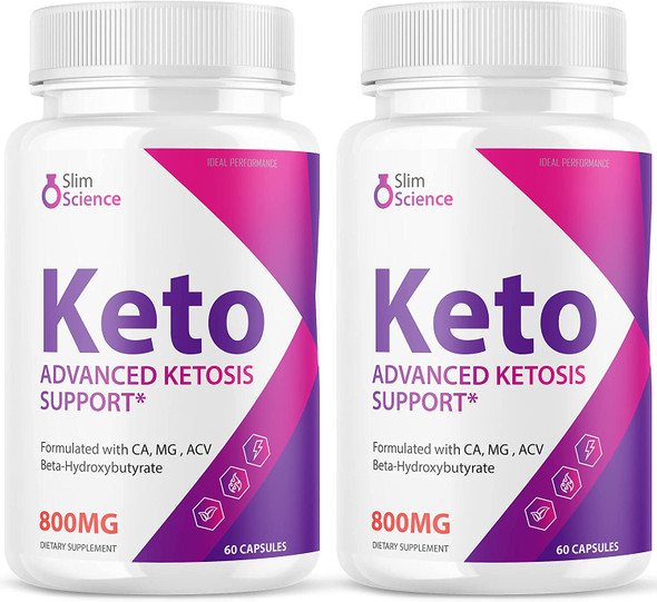 2 Pack Slim Science Keto Pills 800mg Formula 120 Capsules