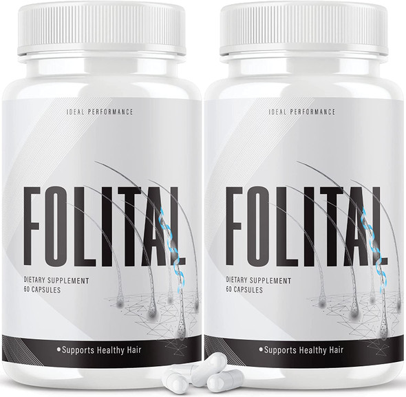 2 Pack Folital Hair Growth Regrowth Vitamins Pills for Men Dietary Supplements 120 Capsules