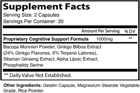 5 Pack Cognigence Focus Nootropic Memory Booster Supplement Pills 300 Capsules