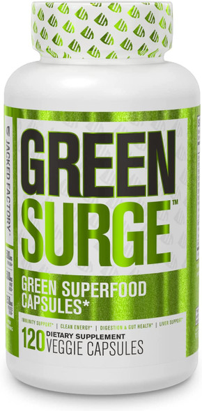 Green Surge Green Superfood Capsules  Keto Friendly Greens Supplement w/Spirulina Wheat  Barley Grass  Organic Greens Plus Probiotics  Digestive Enzymes  120 Veggie Pills