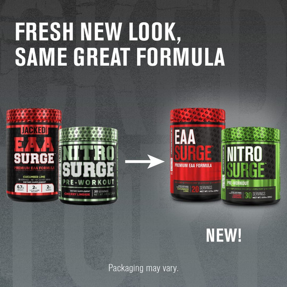 Nitrosurge PreWorkout  EAA Surge Essential Amino Acids Bundle  for Increased Focus Strength Energy Powerful Pumps  Muscle Recovery  Cherry Limeade  Cucumber Lime Flavor