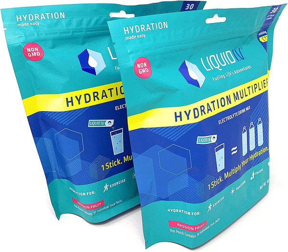 Liquid I.V. Hydration Multiplier Electrolyte Powder Easy Open Packets Supplement Drink Mix Passion Fruit 60 Count