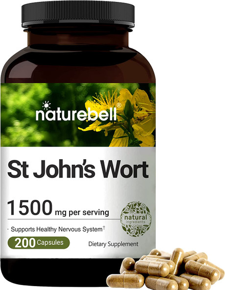 St Johns Wort Supplement 1500mg Per Serving with 2250mcg Hypericin 2 in 1 Formula St Johns Wort Complex 200 Capsules Promote Emotional Balance Joyful Mood  Stress Response