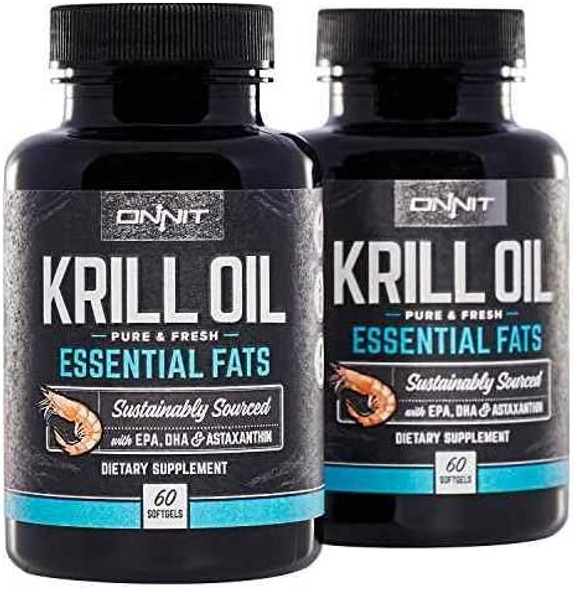 ONNIT Antarctic Krill Oil  1000mg Per Serving  No Fishy Smell or Taste  Packed with Omega3s EPA DHA Astaxanthin  Phospholipids  Supports Healthy Joints Brain Heart and Blood Pressure