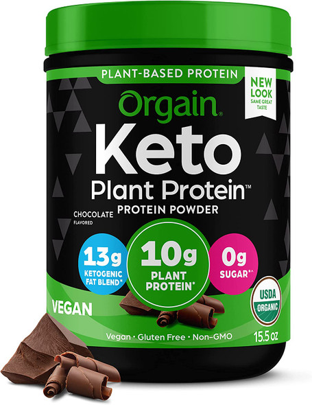 Orgain Keto PlantBased Protein Powder Chocolate  10g of Protein Keto Friendly Organic Vegan Gluten Free Organic Prebiotic Fiber 0.97 Lb Packaging May Vary