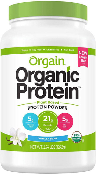 Orgain Organic Plant Based Protein Powder Vanilla Bean 2.74 lb