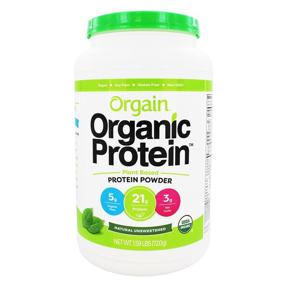 Orgain Organic Plant Based Protein Powder Natural Unsweetened  Vegan Low Net Carbs 1.59 Pound  Organic Plant Based Protein  Superfoods Powder Vanilla Bean  Vegan Non Dairy 2.02 lb