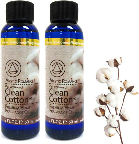 2 Clean Cotton Fragrance Oils Aroma Therapy Scent Home Air Diffuser Burner 60ml