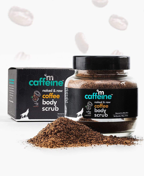 mCaffeine Naked  Raw Coffee Body Scrub 100 g  Coconut  Tan Removal  Oily/Normal Skin  Paraben  SLS Free