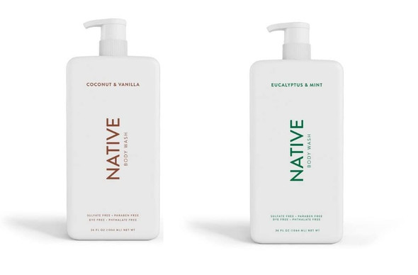 Native Body Wash  Coconut  Vanilla Eucalyptus  Mint 36 oz bottle with pump Pack of 2