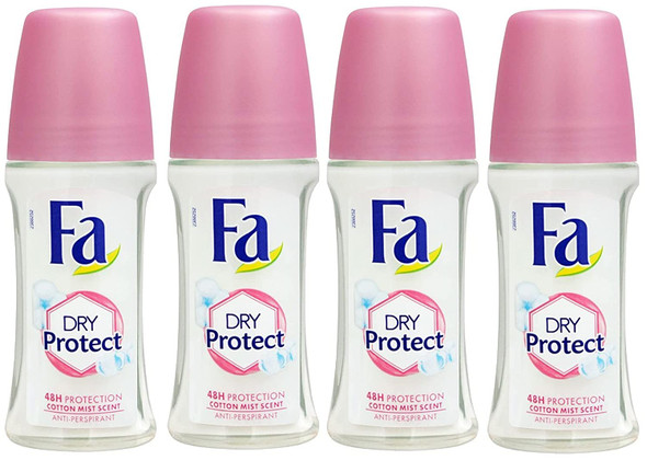 Fa Deodorant 1.7 Ounce Rollon Men  Women 50ml 4 Pack Dry Protect