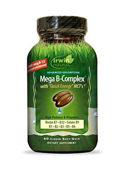 Irwin Naturals, Mega B Complex with Quick Energy MCT's, 60 Liquid Soft-Gels by Irwin Naturals