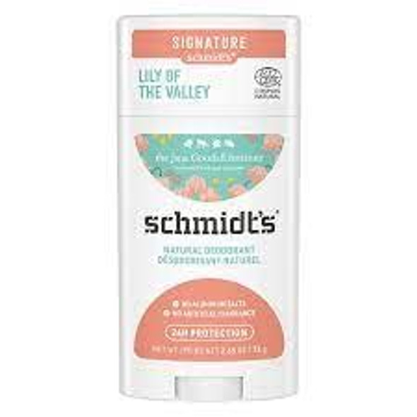 Schmidts Aluminum Free Natural Deodorant for Women and Men Lily of the Valley with 24 Hour Odor Protection Certified Cruelty Free Vegan Deodorant 2.65oz 6 pack