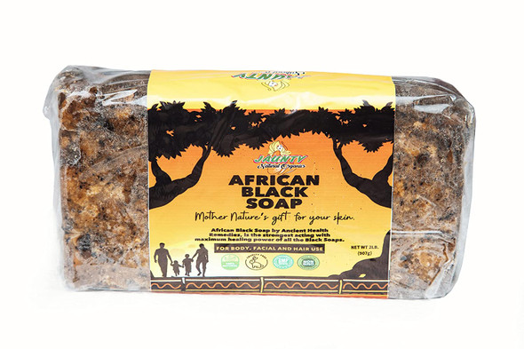 Jaunty Organics Raw Premium African Black Soap  100 Natural Bar Soap for Body Face and Hair  Acne Cleanser and reduces the appearance of Dark Spot  Fragrance Free  For all SkinTypes 2lb