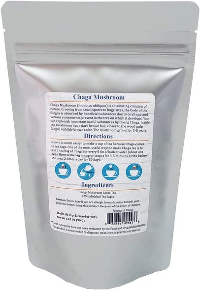 Siberian Chaga Mushroom Tea 25 Bags from Altai Mountains Region