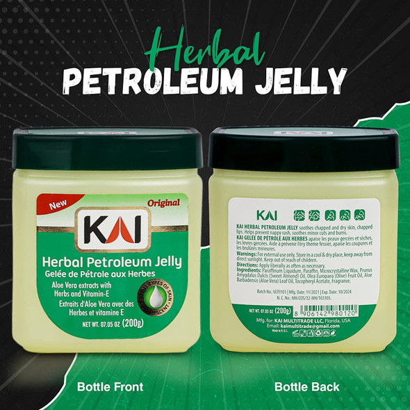 Herbal Petroleum Jelly with Aloe Vera and Vitamin E for Soothing Chapped and Dry Skin Lips Nail Fresh Scent