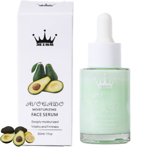 Miss Queen Moisturizing Serum for Face Avocado with Avocado Extract  Vit E Collagen Stimulating Properties  and Green Tea Deeply Moisturized Vitality and Firmness