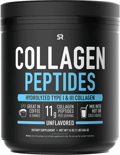 Sports Research Collagen Peptides Powder 16oz  Vitamin C Gummies 60ct Bundle