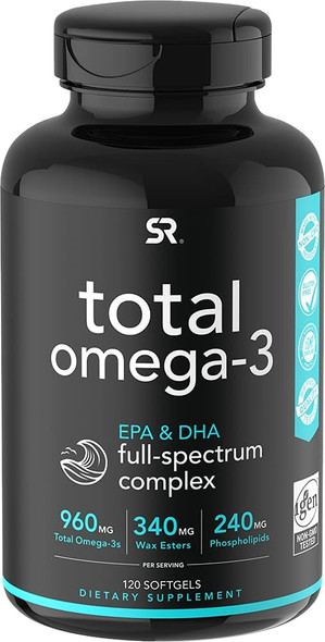 Total Omega3 Fish Oil from Wild Sockeye Salmon Alaskan Pollock Antarctic Krill Oil Astaxanthin  Phospholipids  Wax Esters for Better Absorption  960mg of EPA  DHA Fatty Acids 120 Softgels