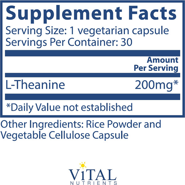 Vital Nutrients LTheanine 200mg 30 Capsules
