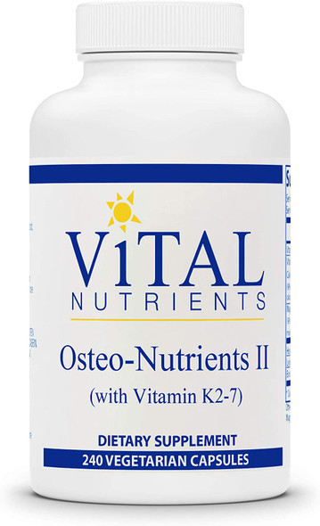 Vital Nutrients OsteoNutrients II with Vitamin K27 Bone Support Formula with Boron Gluten Free 240 Vegetarian Capsules per Bottle
