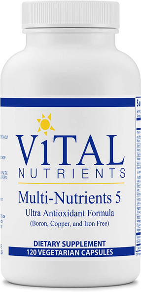 Vital Nutrients MultiNutrients 5 Ultra Antioxidant Formula Boron Copper and Iron Free Ultra Antioxidant Daily MultiVitamin/Mineral Formula 120 Vegetarian Capsules per Bottle