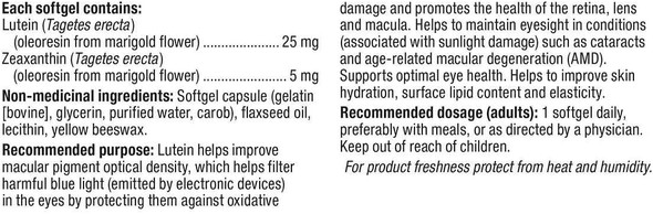 Webber Naturals Lutein 25 mg With Zeaxanthin 5 mg For Eye Health 140 Softgels